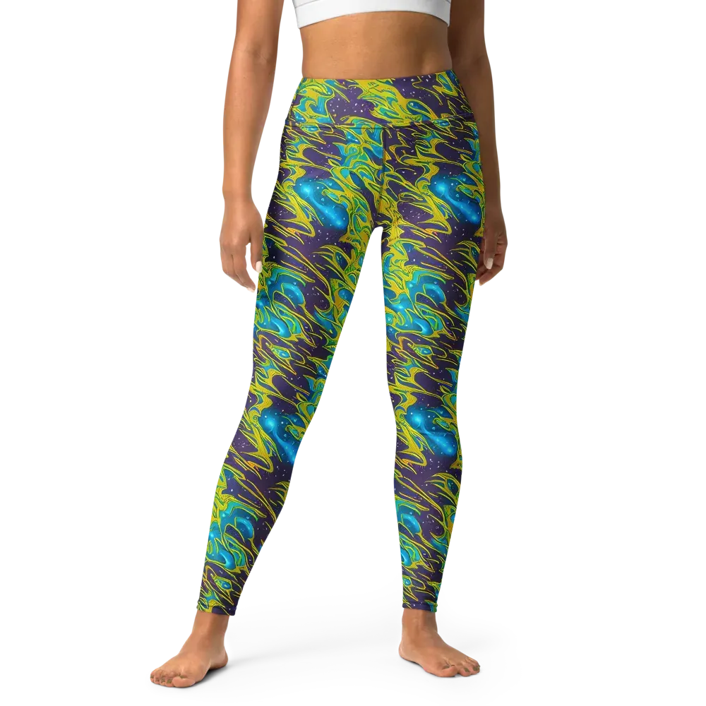Aqua Eclipse on Yoga Leggings — Front