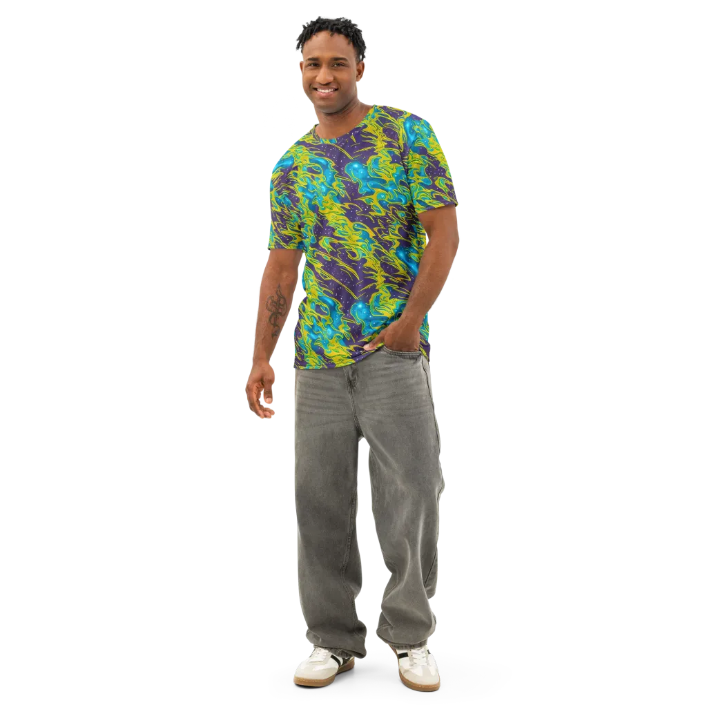 Aqua Eclipse on Men's Cotton Crew Neck T-Shirt — Front