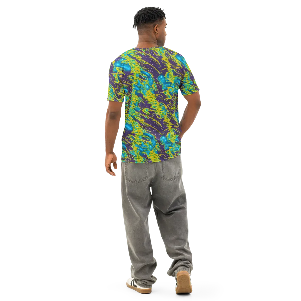 Aqua Eclipse on Men's Cotton Crew Neck T-Shirt — Back