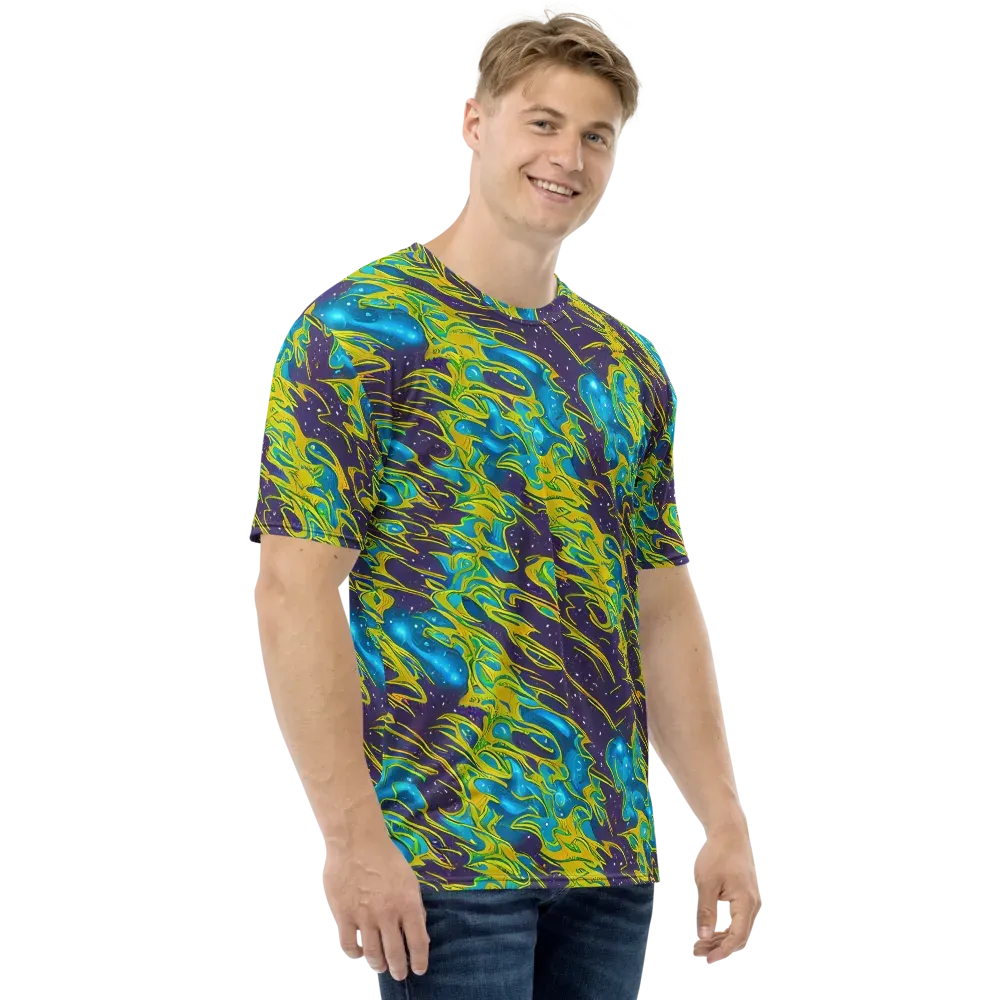 Aqua Eclipse on Men's Crew Neck T-Shirt — Right