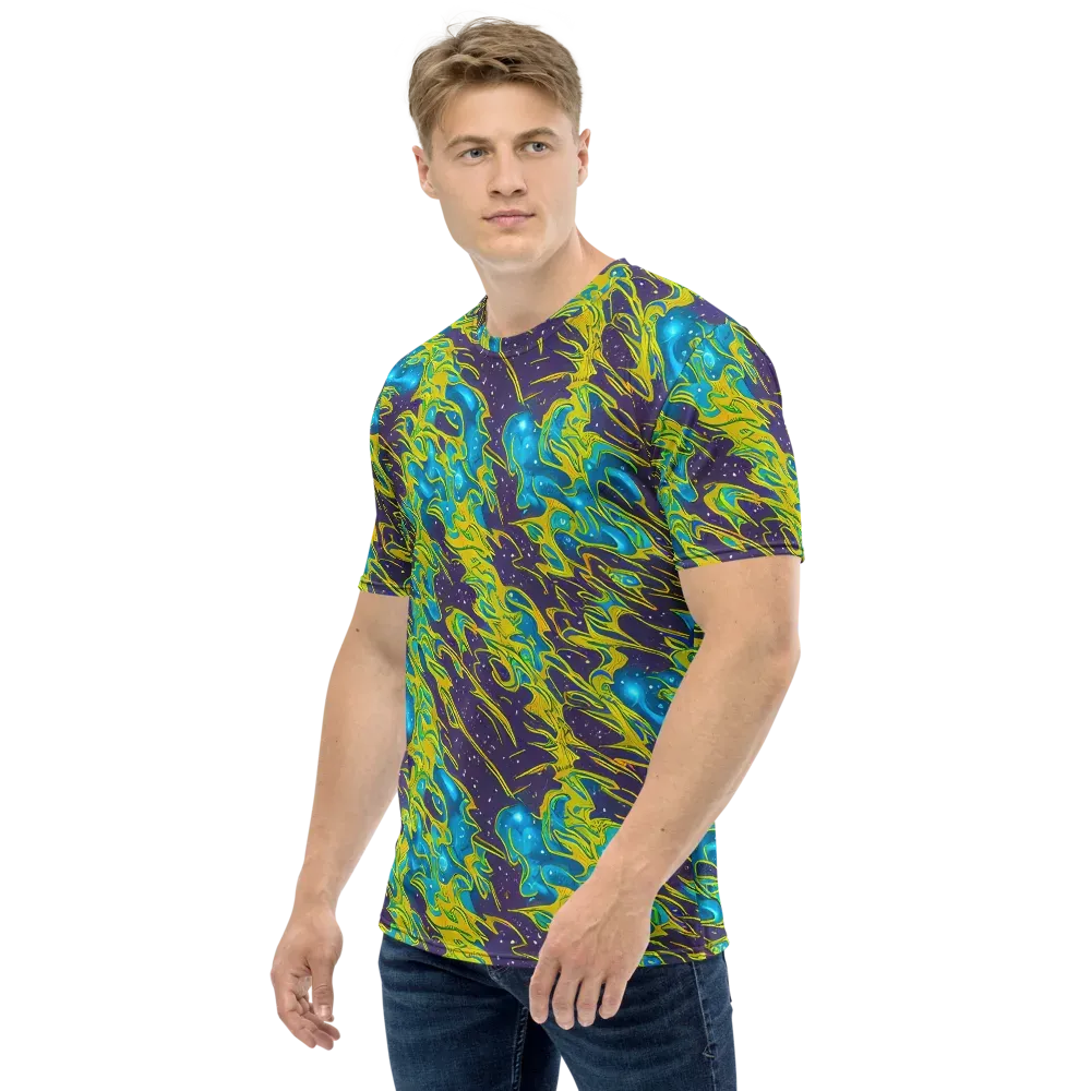 Aqua Eclipse on Men's Crew Neck T-Shirt — Left