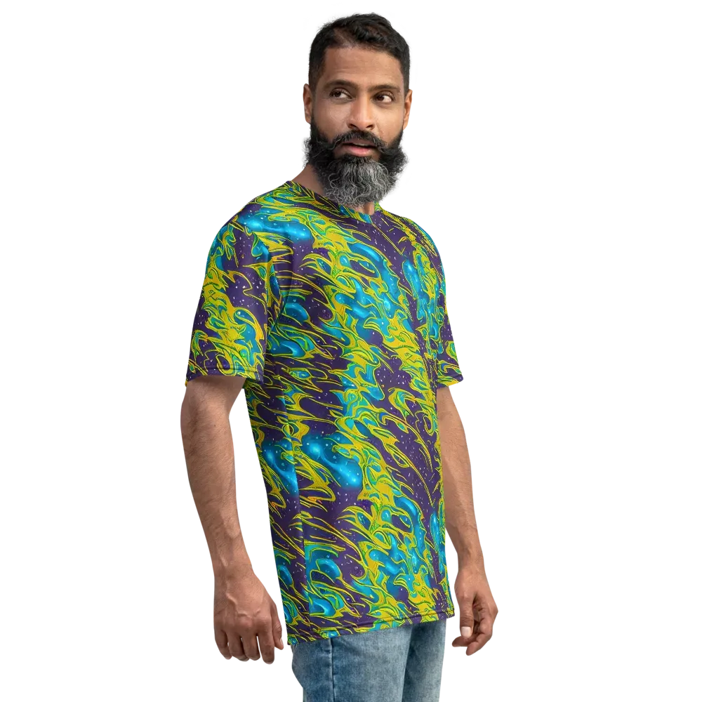 Aqua Eclipse on Men's Crew Neck T-Shirt — Right