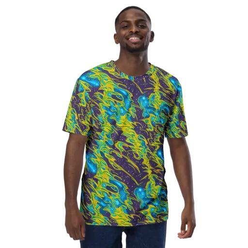 Aqua Eclipse on a Men's Crew Neck T-Shirt