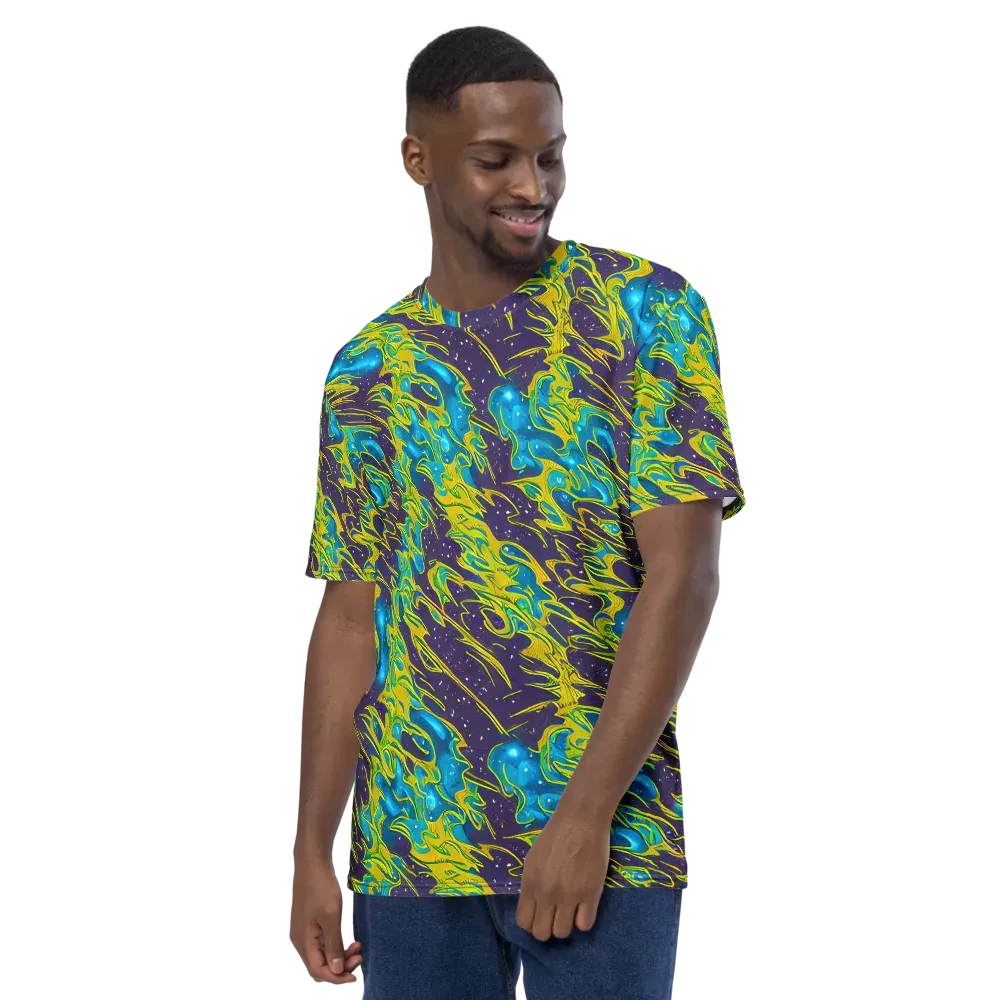 Aqua Eclipse on Men's Crew Neck T-Shirt — Left