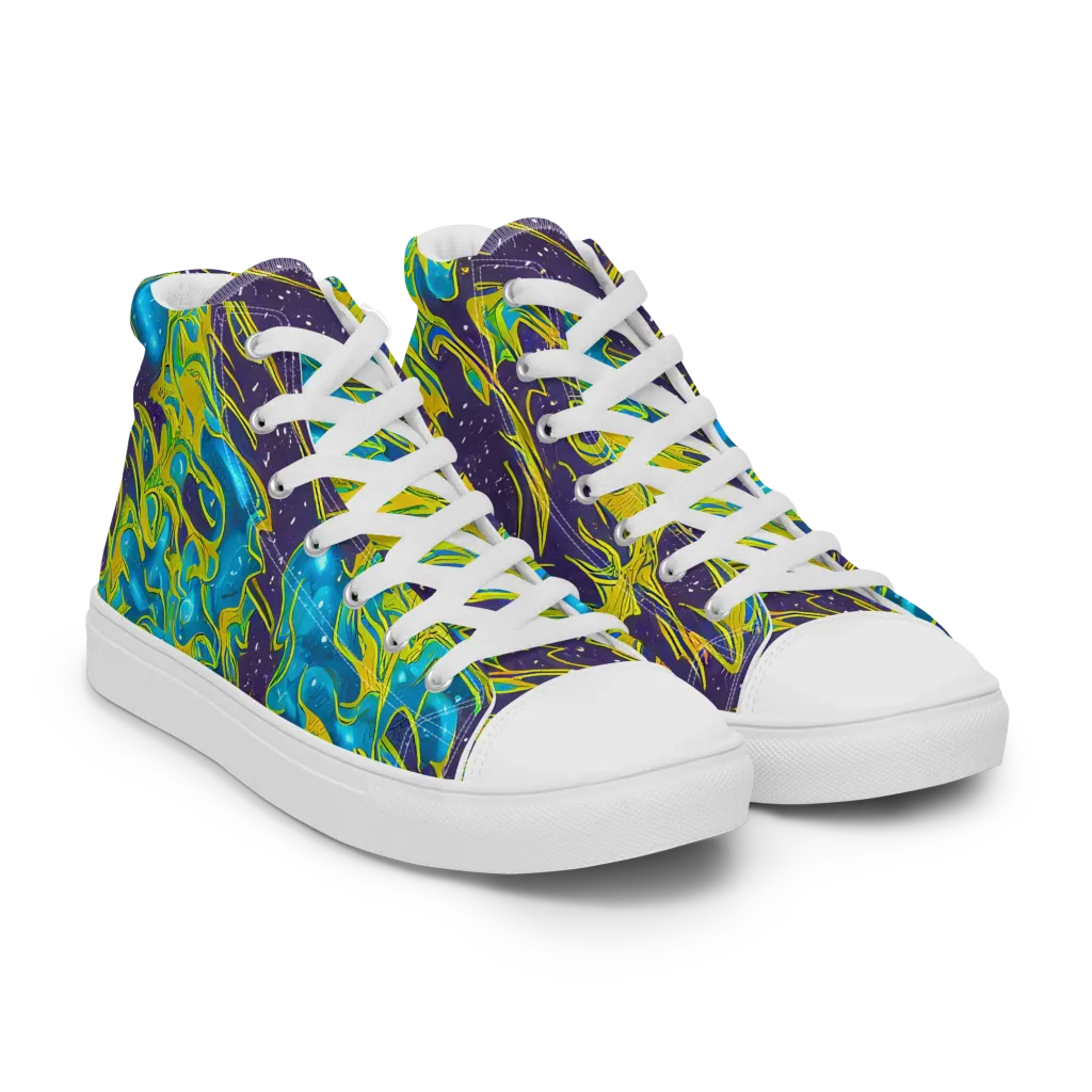 Aqua Eclipse on Men's High Top Canvas Shoes — Right Front