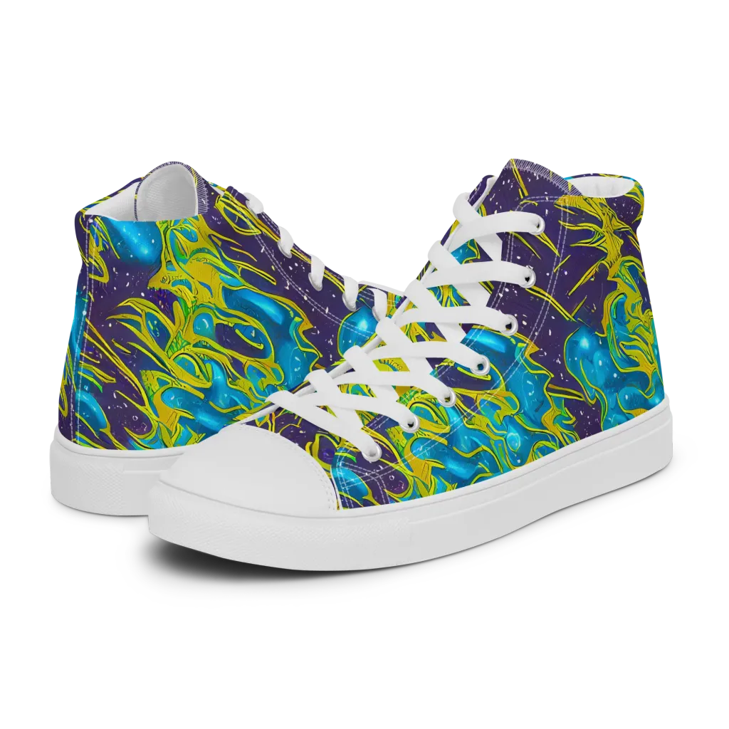 Aqua Eclipse on Men's High Top Canvas Shoes — Left
