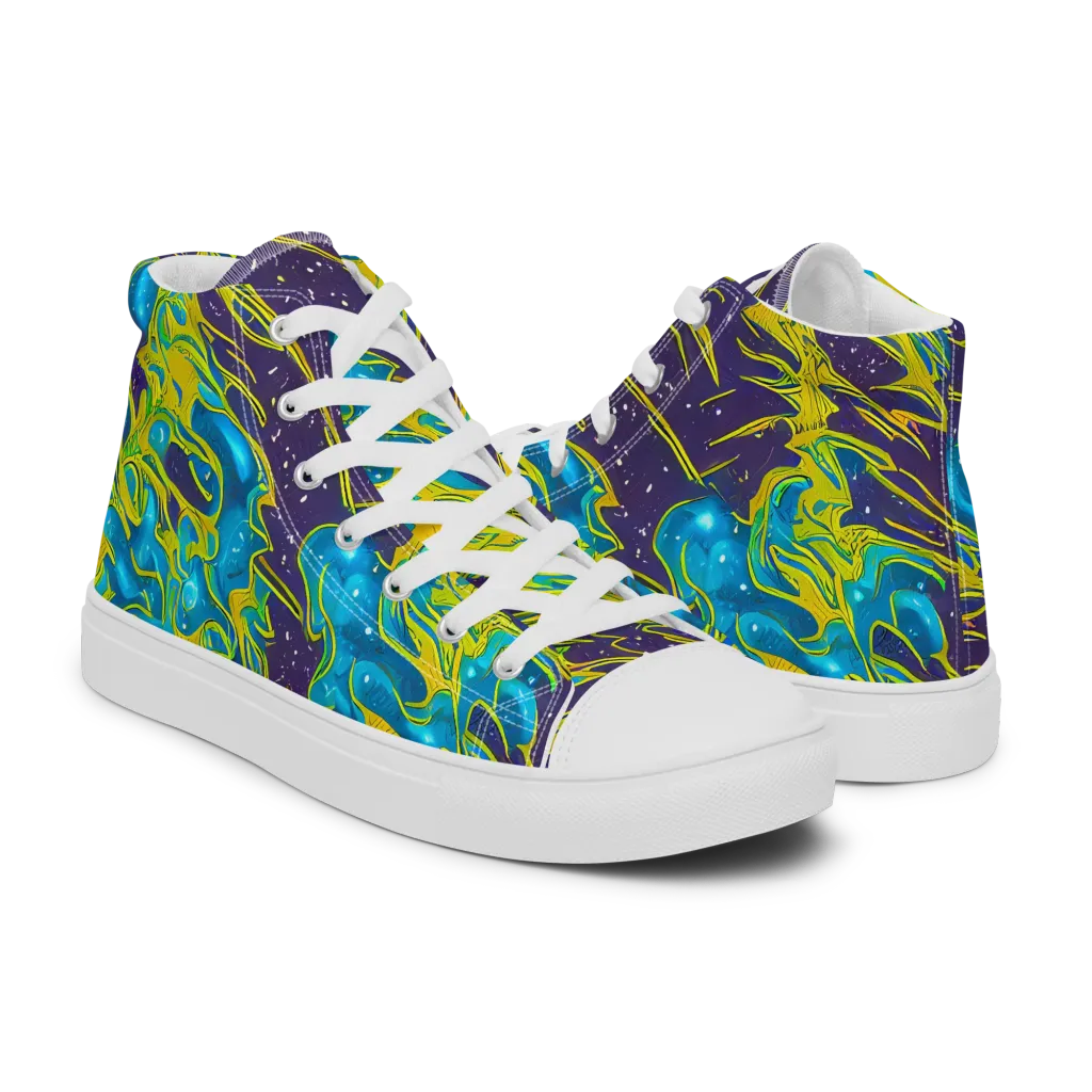 Aqua Eclipse on Men's High Top Canvas Shoes — Right