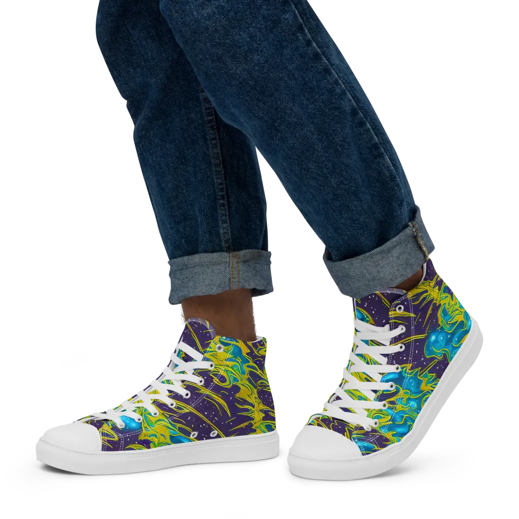 Aqua Eclipse on Men's High Top Canvas Shoes — Left