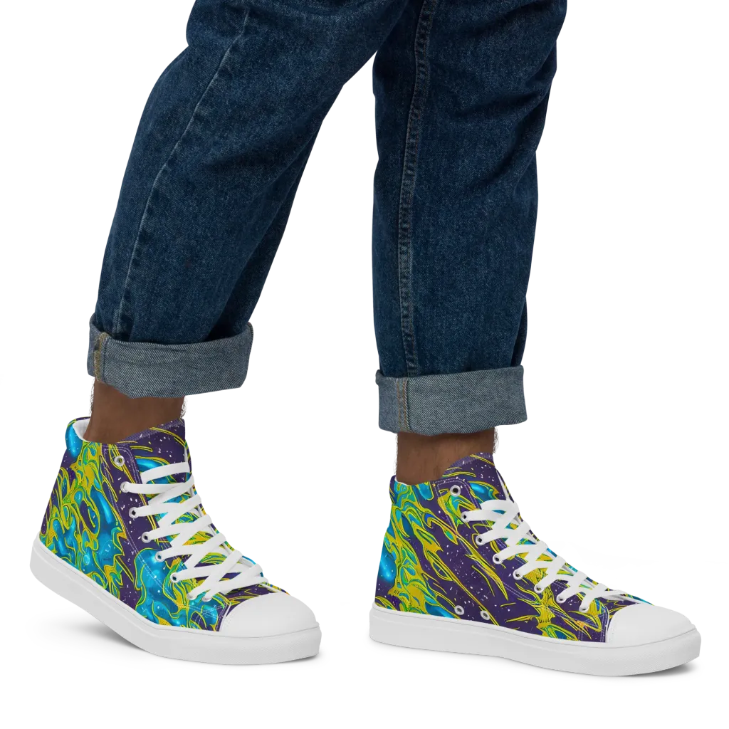 Aqua Eclipse on Men's High Top Canvas Shoes — Right