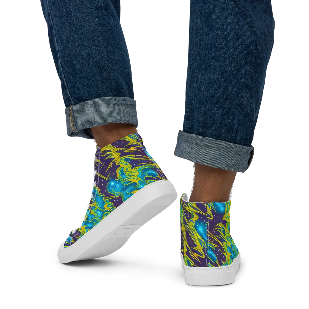 Aqua Eclipse on Men's High Top Canvas Shoes — Back
