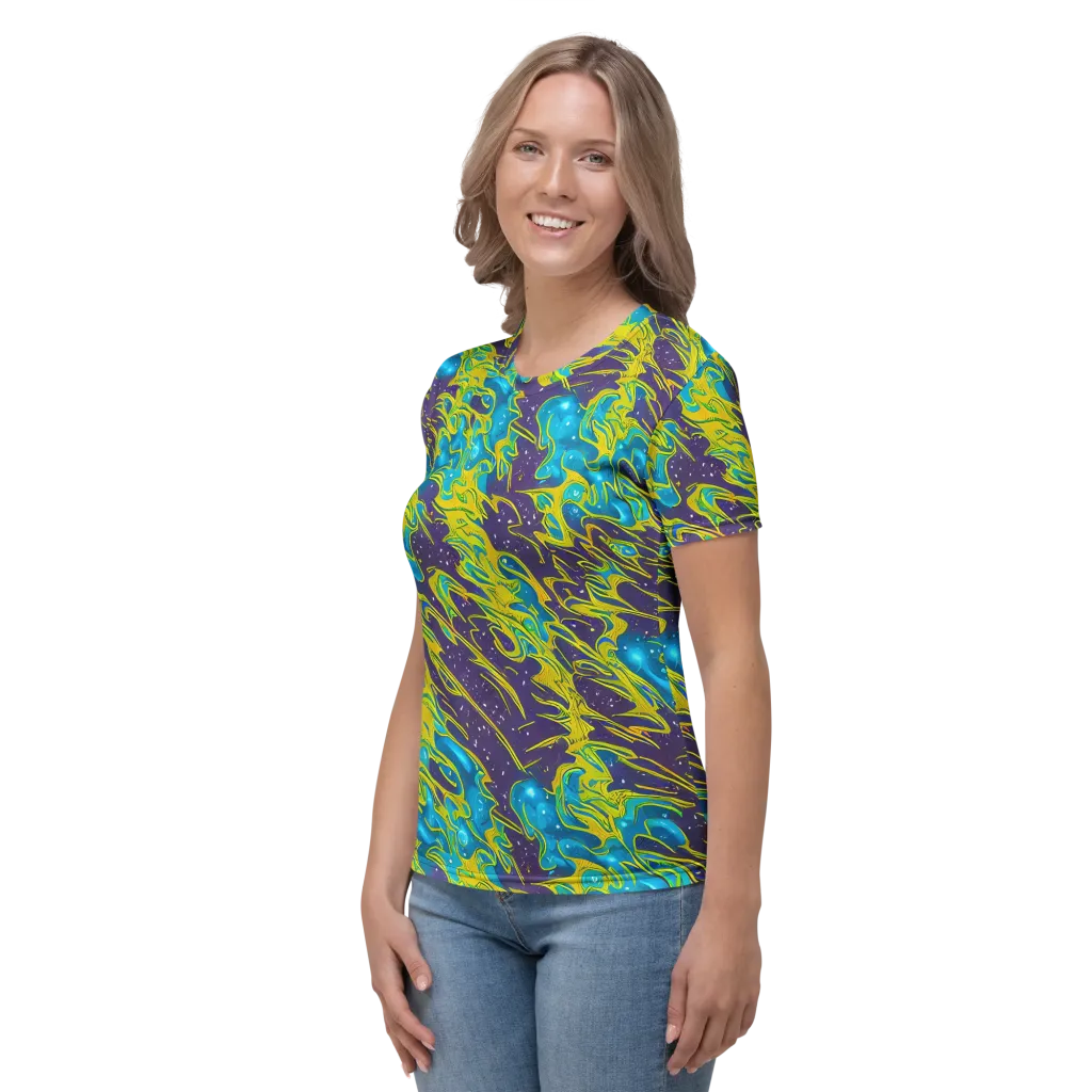 Aqua Eclipse on Women's Crew Neck T-Shirt — Left