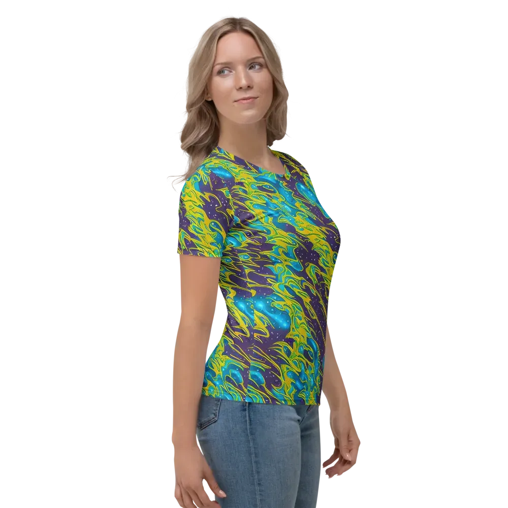 Aqua Eclipse on Women's Crew Neck T-Shirt — Right