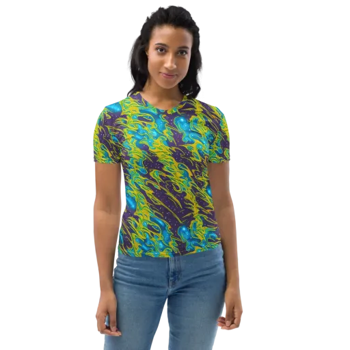Aqua Eclipse on a Women's Crew Neck T-Shirt