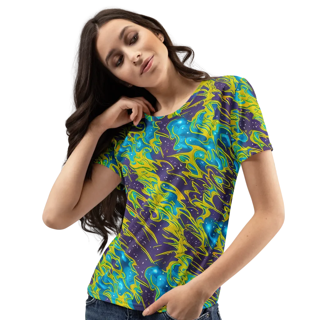 Aqua Eclipse on Women's Crew Neck T-Shirt — Left Front