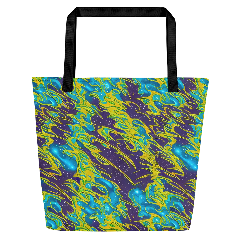 Aqua Eclipse on Large Tote Bag W/ Pocket — Front