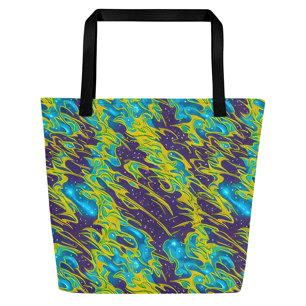 Aqua Eclipse on Large Tote Bag W/ Pocket — Front
