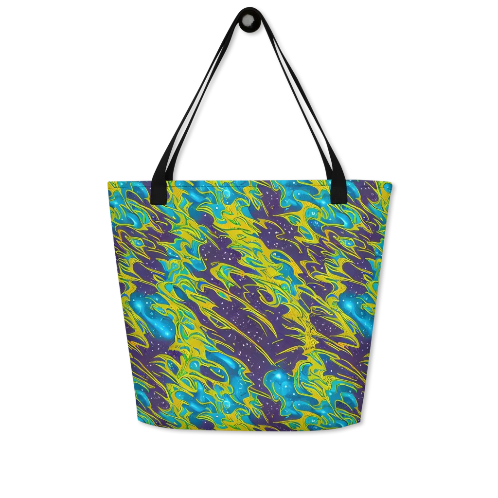 Aqua Eclipse on Large Tote Bag W/ Pocket — Front