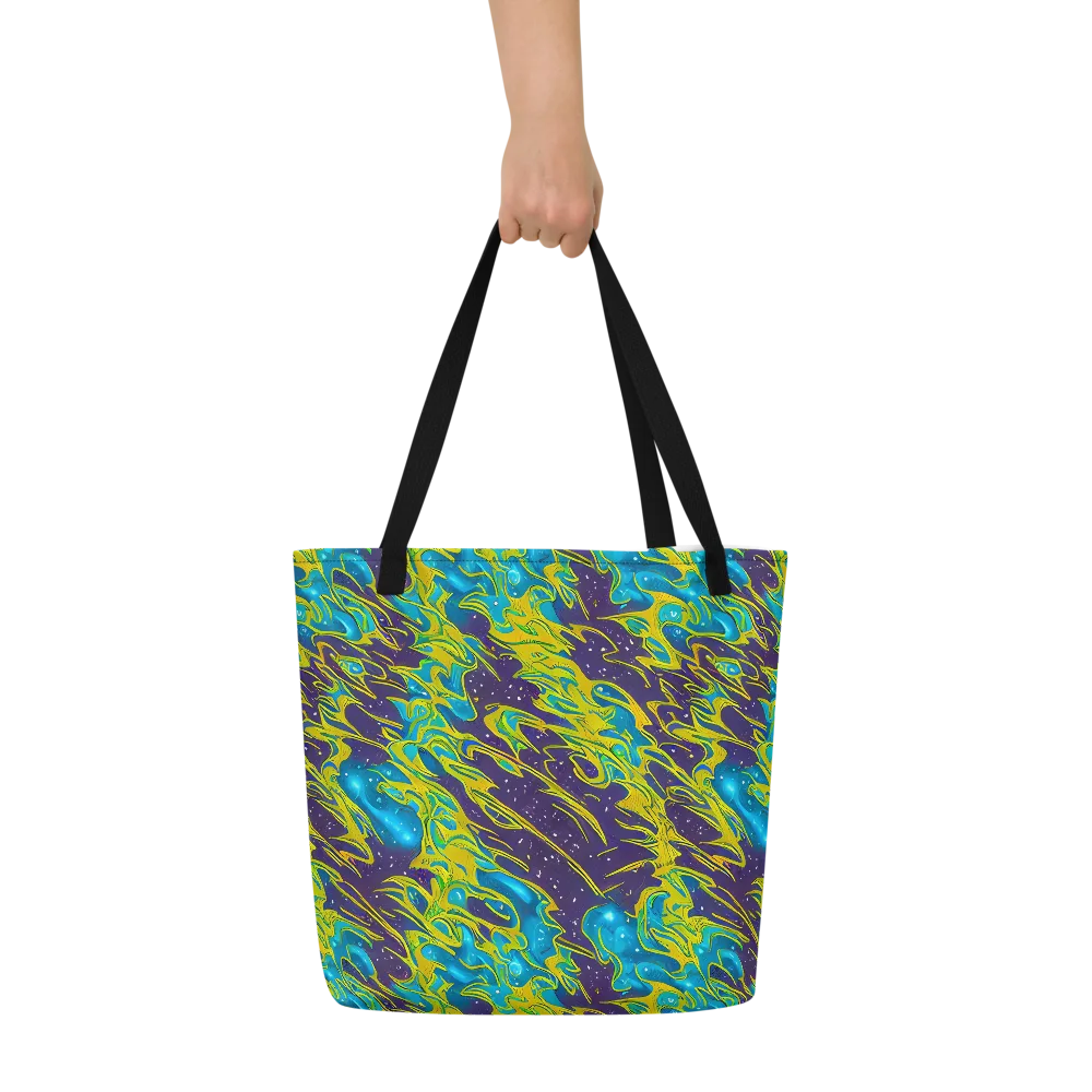 Aqua Eclipse on Large Tote Bag W/ Pocket — Front