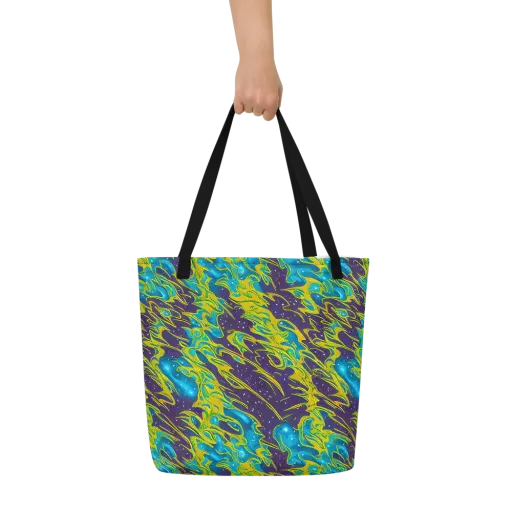 Aqua Eclipse on a Large Tote Bag W/ Pocket
