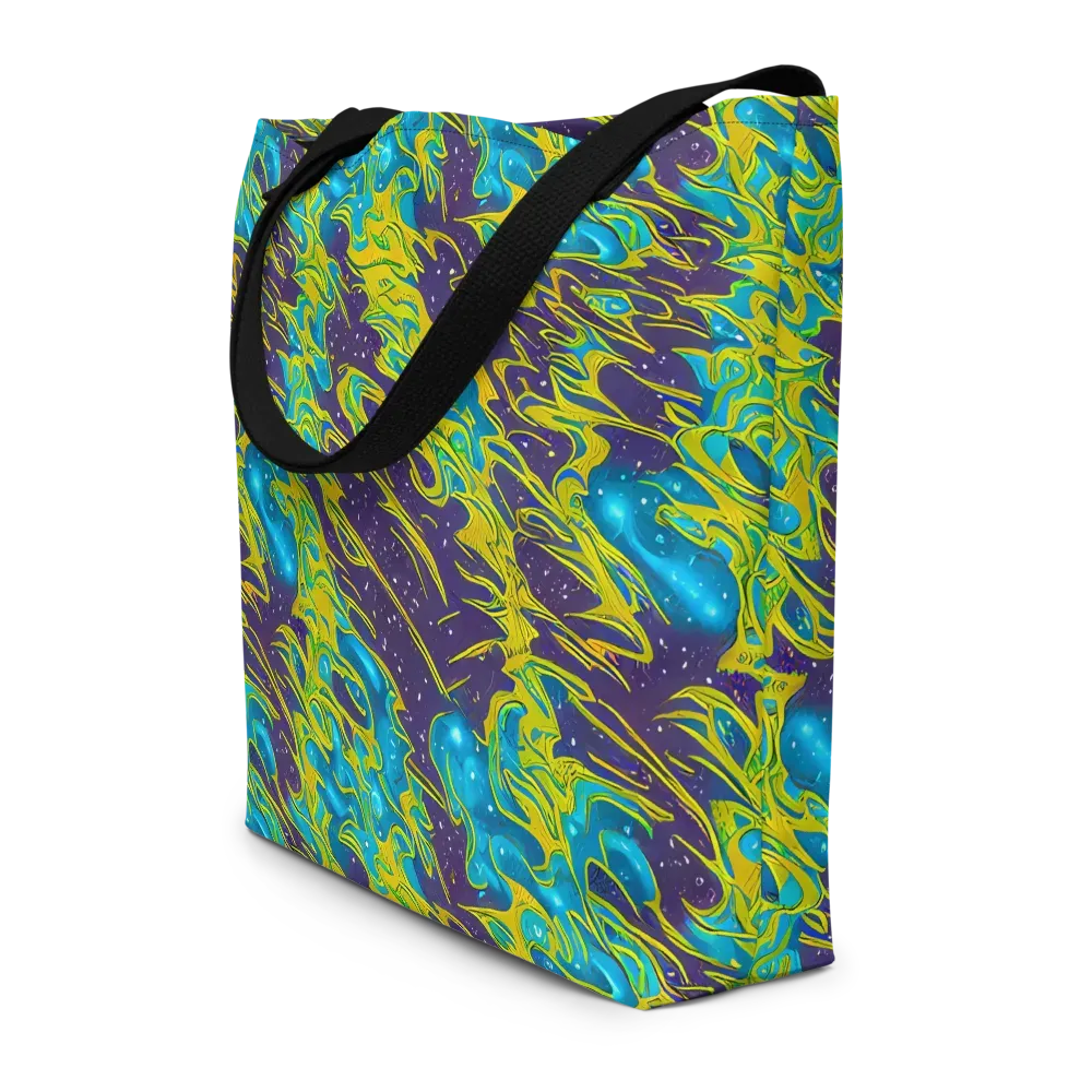 Aqua Eclipse on Large Tote Bag W/ Pocket — Front