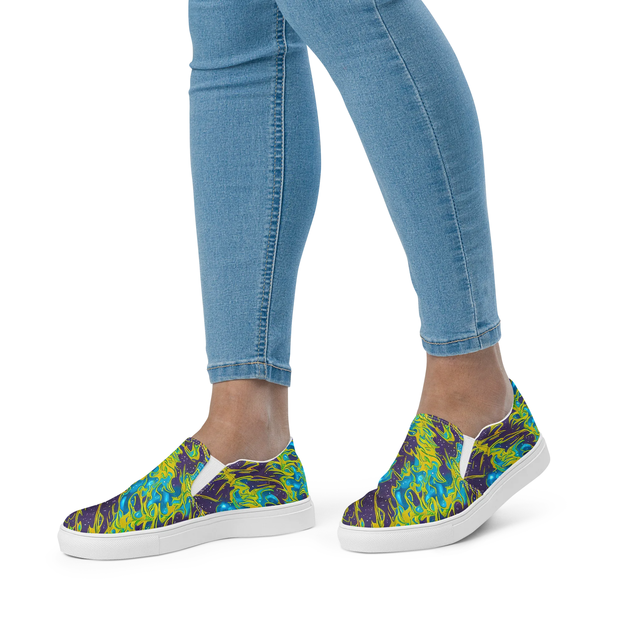 Aqua Eclipse on Women's Slip-On Canvas Shoes — Front
