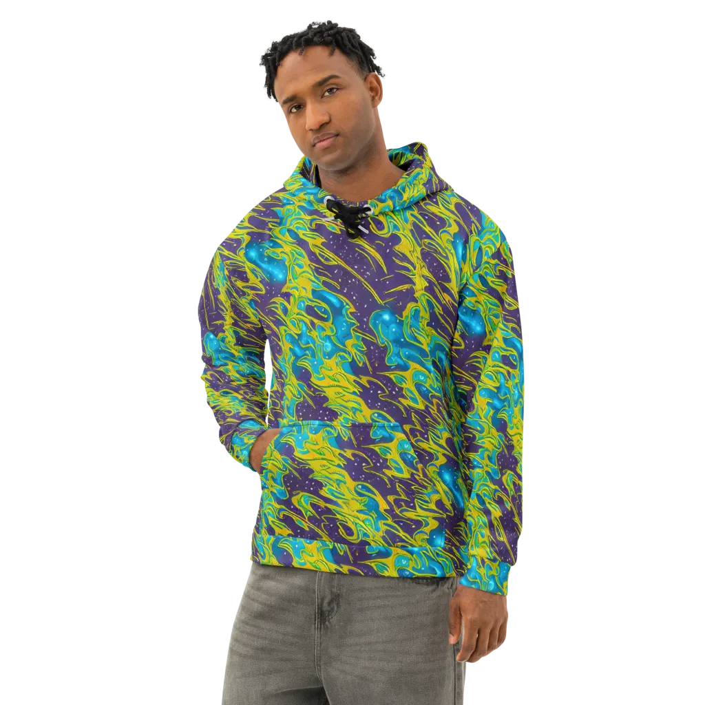 Aqua Eclipse on Cotton Hoodie — Left Front