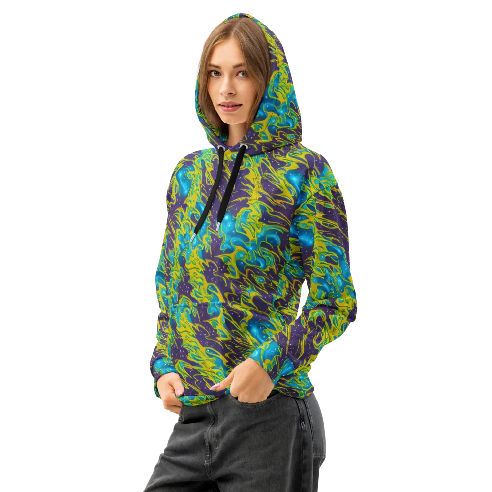 Aqua Eclipse on Cotton Hoodie — Left Front