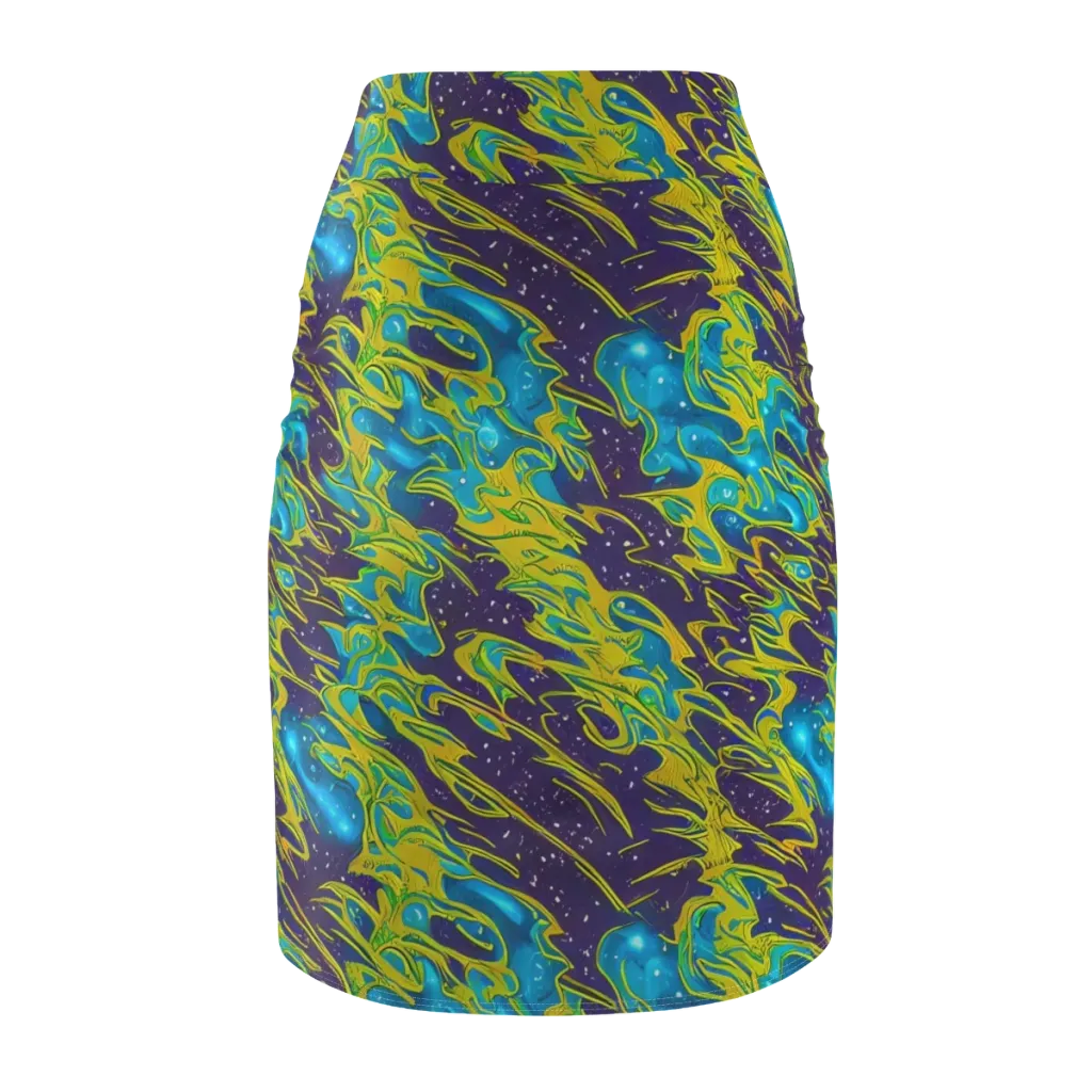 Aqua Eclipse on Pencil Skirt — Back