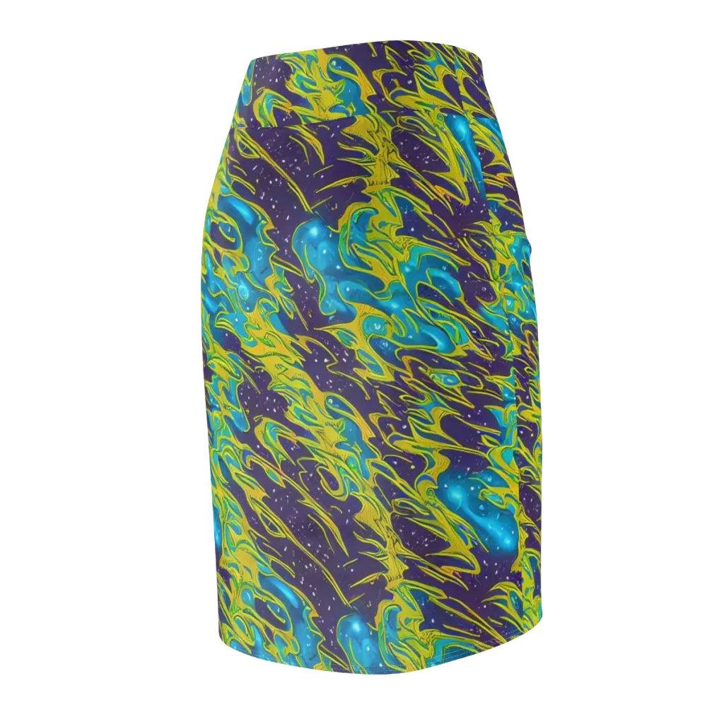 Aqua Eclipse on Pencil Skirt — Back Side
