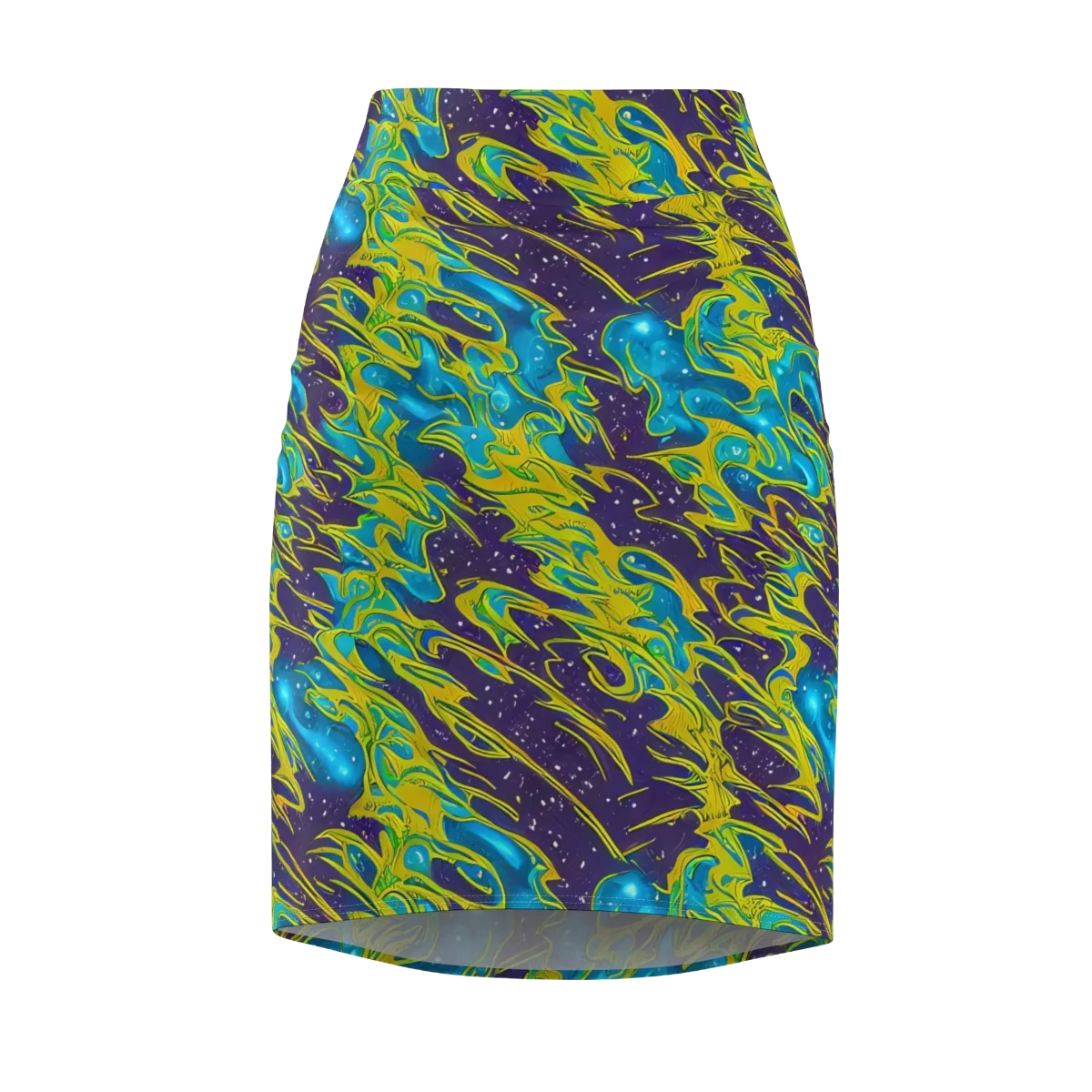 Aqua Eclipse on Pencil Skirt — Front