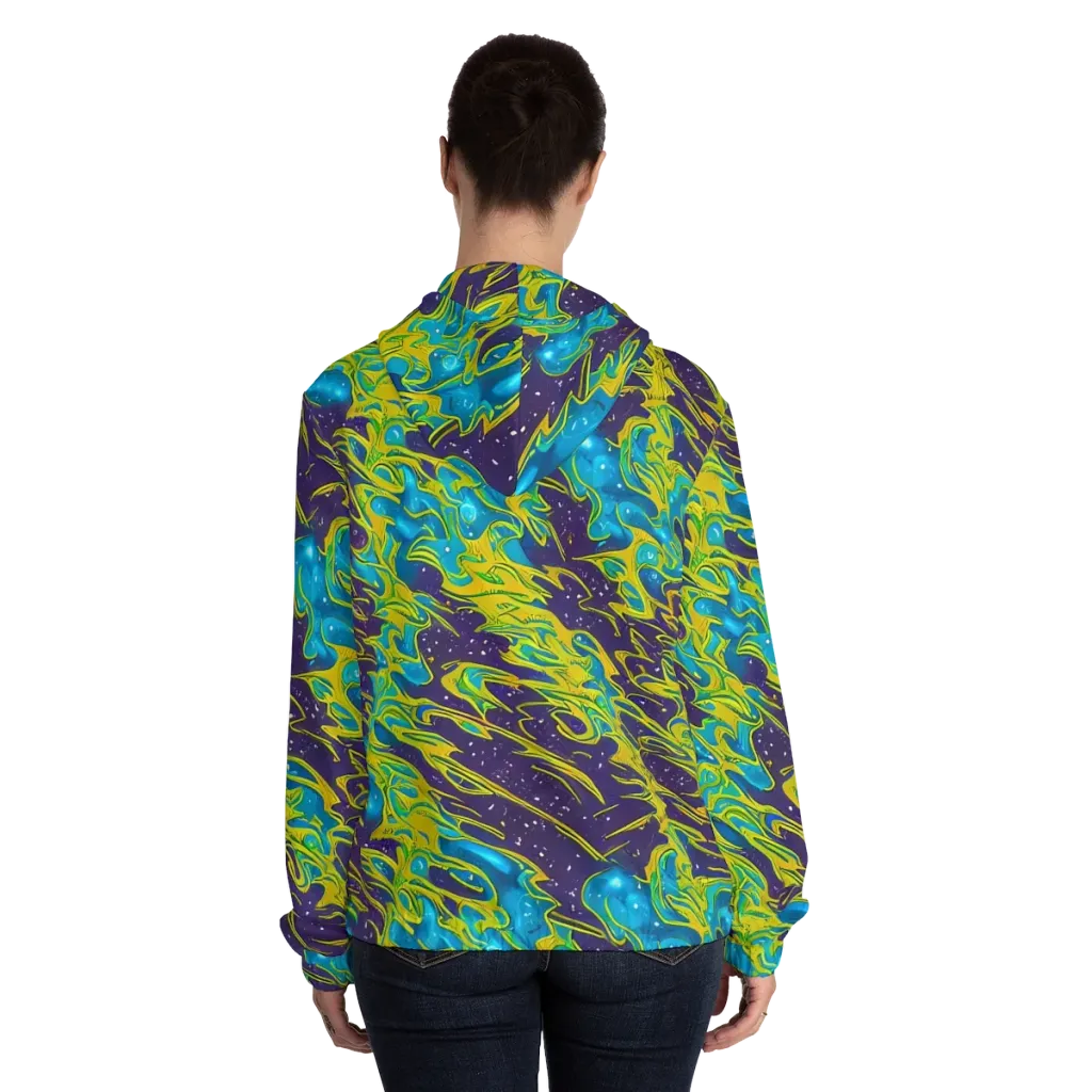 Aqua Eclipse on Women's Full-Zip Hoodie — Back On Person