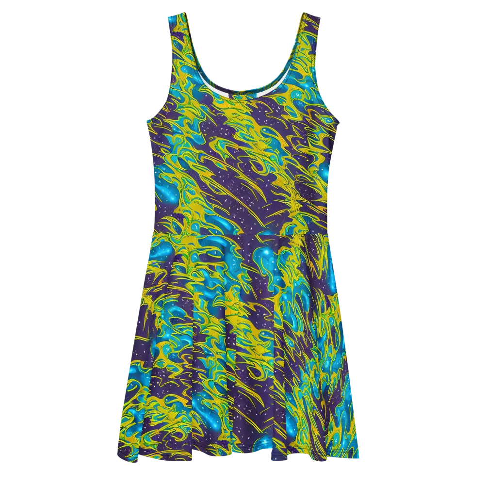 Aqua Eclipse on Skater Dress — Front