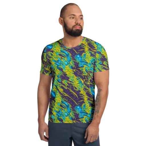 Aqua Eclipse on a Men's Athletic T-Shirt