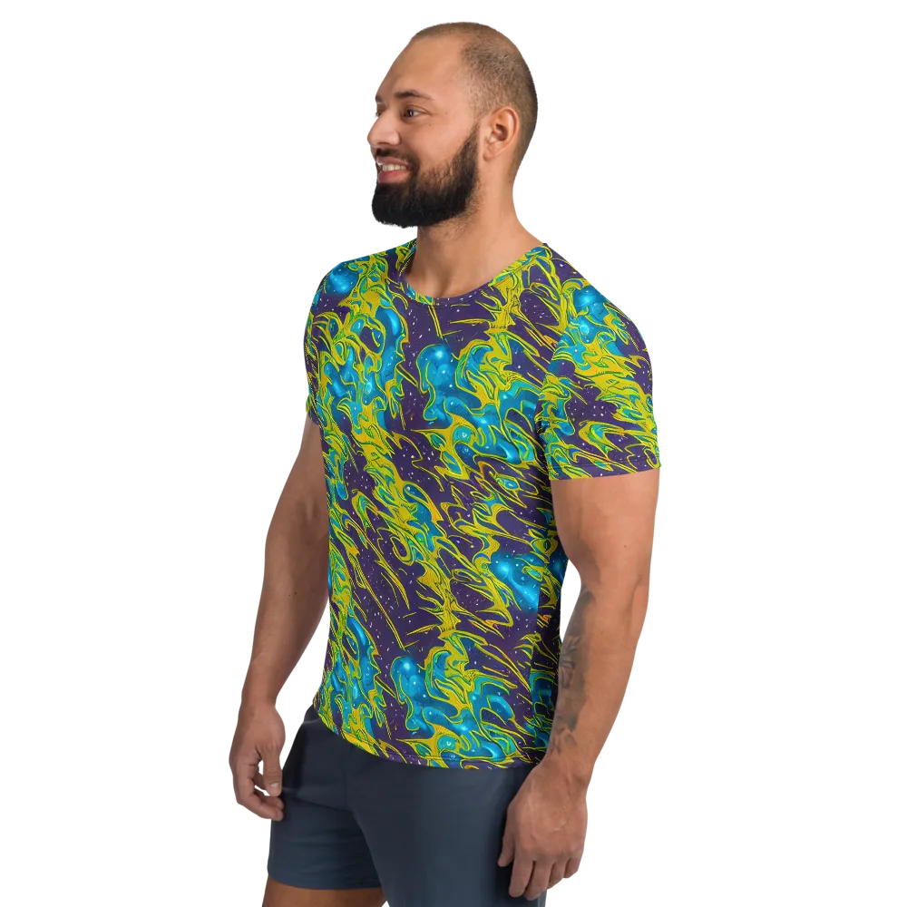 Aqua Eclipse on Men's Athletic T-Shirt — Left