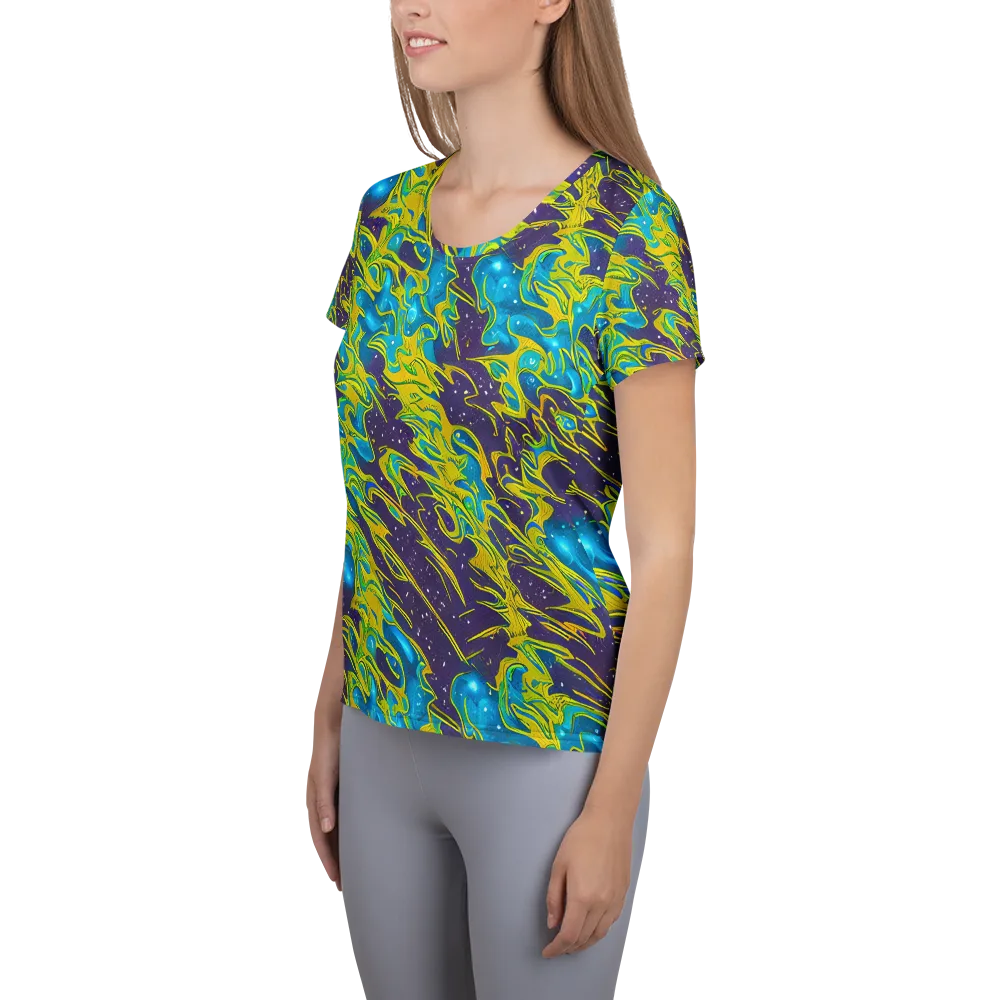 Aqua Eclipse on Women's Athletic T-Shirt — Left