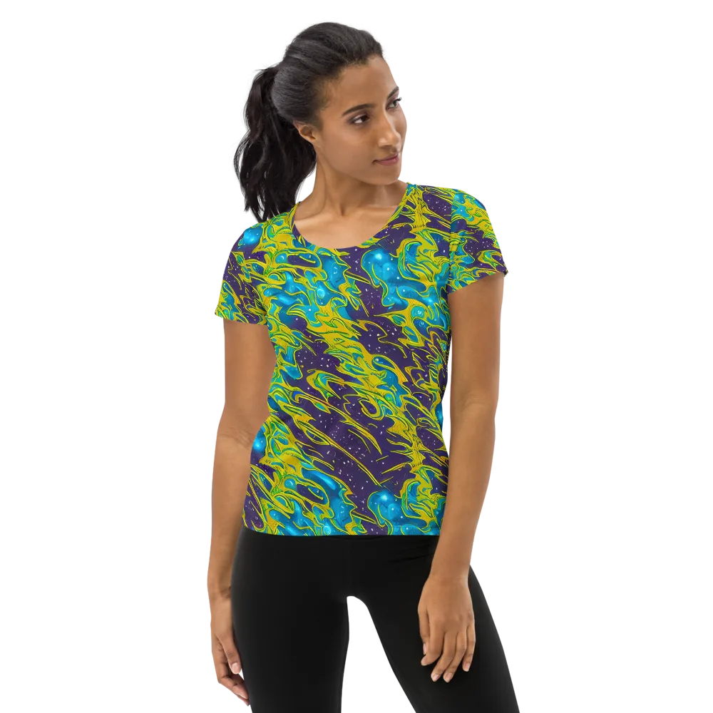 Aqua Eclipse on Women's Athletic T-Shirt — Front