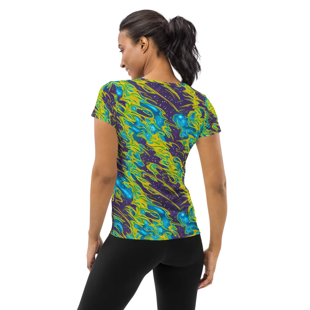 Aqua Eclipse on Women's Athletic T-Shirt — Back