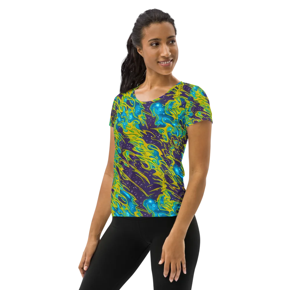 Aqua Eclipse on Women's Athletic T-Shirt — Left