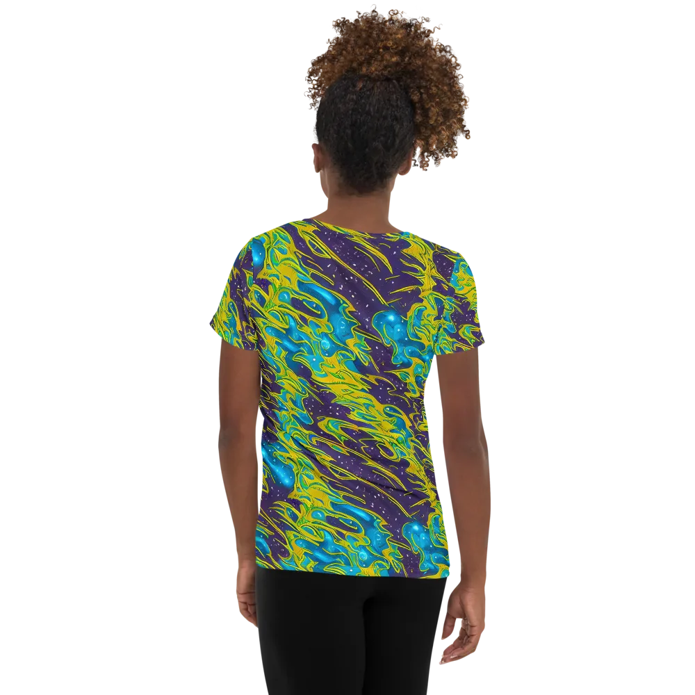 Aqua Eclipse on Women's Athletic T-Shirt — Back