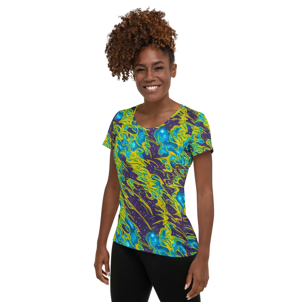 Aqua Eclipse on Women's Athletic T-Shirt — Left