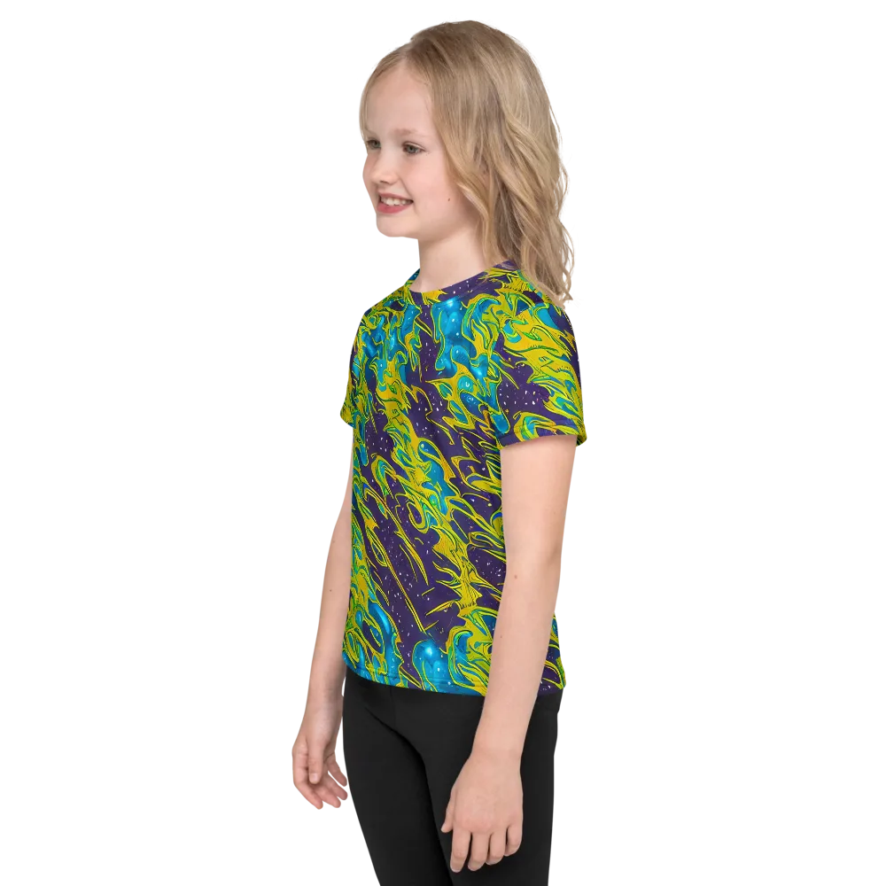 Aqua Eclipse on Kids Crew Neck T-Shirt — Left