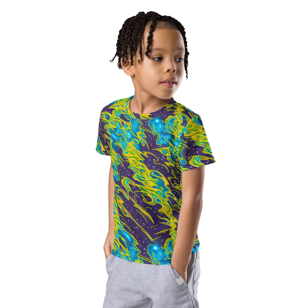 Aqua Eclipse on Kids Crew Neck T-Shirt — Left Front