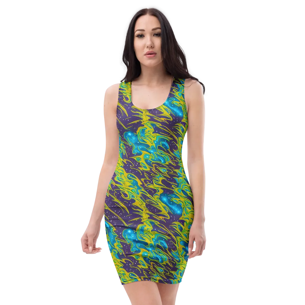 Aqua Eclipse on Bodycon Dress — Front