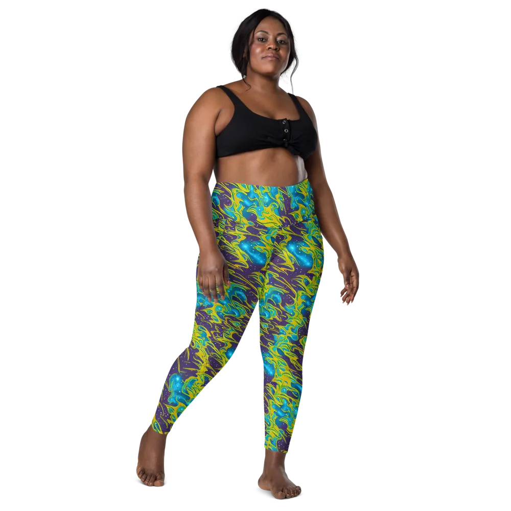 Aqua Eclipse on Leggings with Pockets — Front