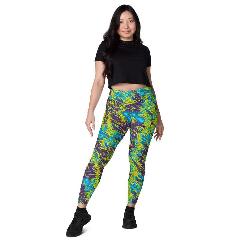 Aqua Eclipse on Leggings with Pockets — Front