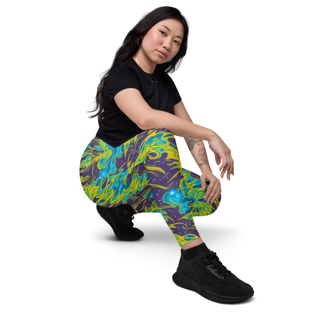 Aqua Eclipse on Leggings with Pockets — Right Front