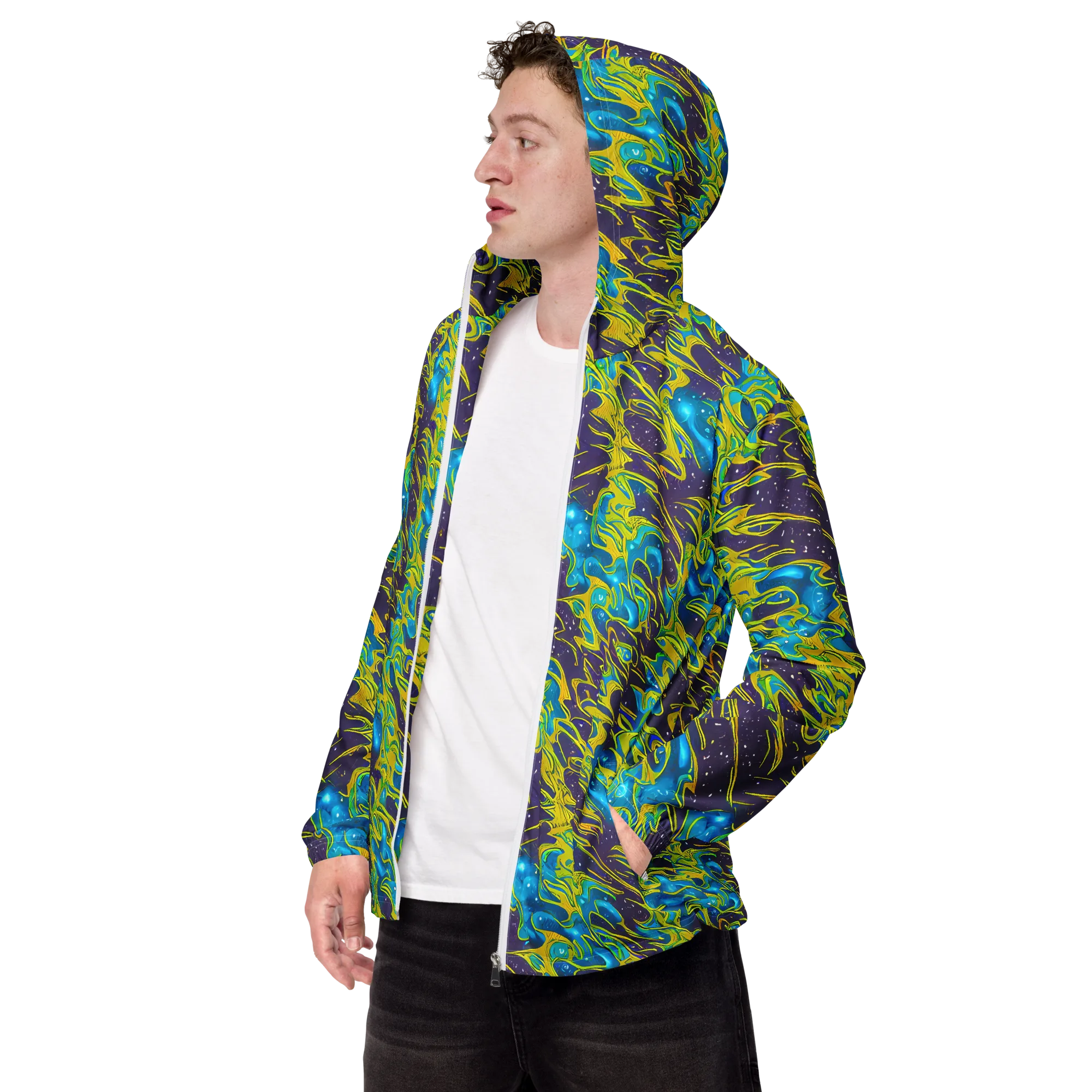Aqua Eclipse on Men's Windbreaker — Left Front