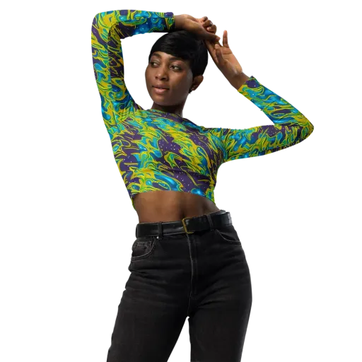 Aqua Eclipse on a Long Sleeve Crop Top
