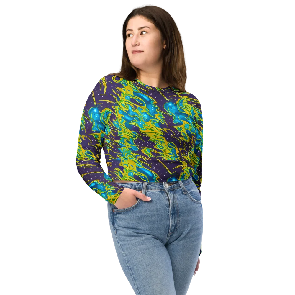 Aqua Eclipse on Long Sleeve Crop Top — Front