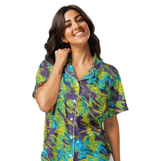 Aqua Eclipse on a Women's Short Sleeve Pajama Top